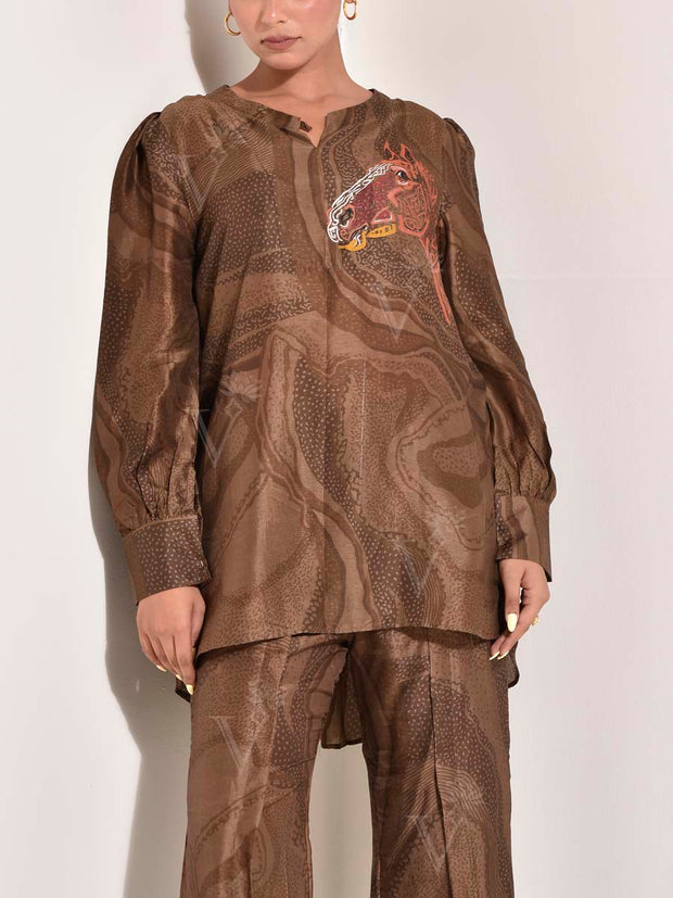 Brown Vasansi Silk Co Ord Set