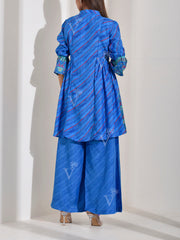 Peacock Blue Leheriya Printed Co Ord Set