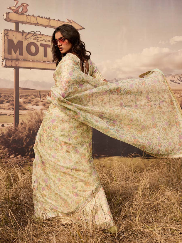 Cream Gota Patti Saree