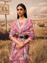 Pink Printed Gota Patti Saree
