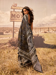 Black Bandhani Printed Gota Patti Saree