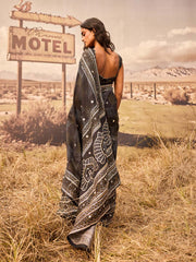 Black Bandhani Printed Gota Patti Saree