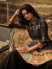 Black Silk Peplum and Palazzo Set 