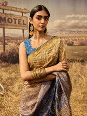 Blue and Green Gota Patti Saree