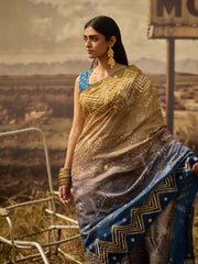 Blue and Green Gota Patti Saree