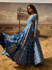 Blue Embroidered Anarkali Gown
