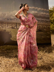 Pink Printed Saree