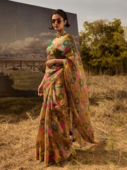 Yellow Printed Saree
