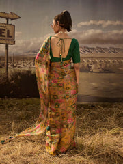 Yellow Printed Saree