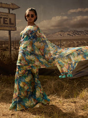 Blue Printed Saree