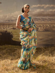 Blue Printed Saree