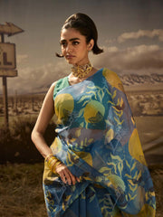 Blue Silk Printed Saree 