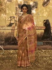 Brown Doria Printed Saree
