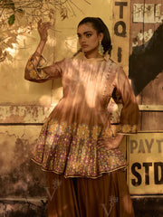 Brown Peplum and Palazzo Set