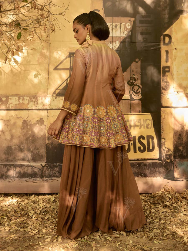 Brown Peplum and Palazzo Set