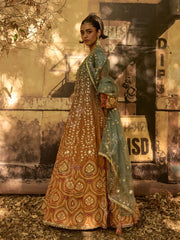 Brown and Green Ombre Silk Anarkali Gown