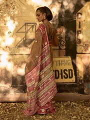 Brown Printed Gota Patti Saree