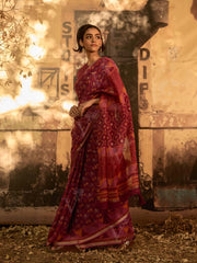 Maroon Pink Doria Saree