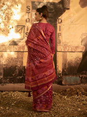 Maroon Pink Doria Saree