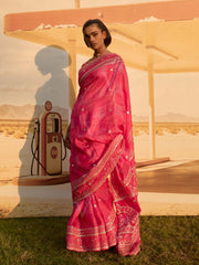 Pink Printed Gota Patti Saree