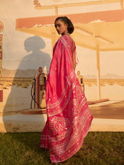Pink Printed Gota Patti Saree