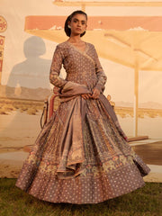 Brown Bandhani Anarkali Gown