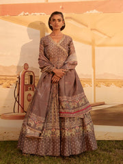 Brown Bandhani Anarkali Gown