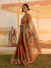 Mustard Printed Saree