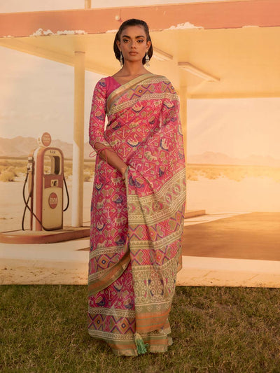 Pink Patola Print Saree