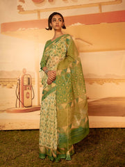 Green Patola Print Saree