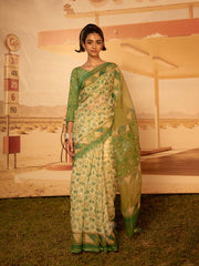 Green Patola Print Saree