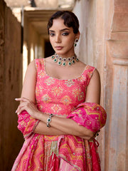 Pink Vasansi Silk Printed Lehenga Set