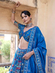 Blue Vasansi Silk Printed Lehenga Set