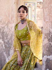 Green Vasansi Silk Printed Lehenga Set
