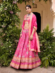 Pink Vasansi Silk Printed Lehenga Set