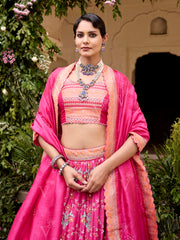 Pink Vasansi Silk Printed Lehenga Set