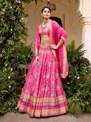 Pink Vasansi Silk Printed Lehenga Set