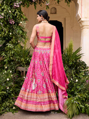 Pink Vasansi Silk Printed Lehenga Set