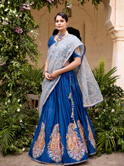Blue Vasansi Silk Embroidered Lehenga Set