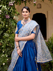 Blue Vasansi Silk Embroidered Lehenga Set