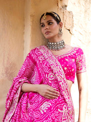 Pink Bandhani Gota Patti Lehenga Set