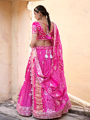 Pink Bandhani Gota Patti Lehenga Set