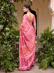 Dark Pink Vasansi Silk Printed Saree