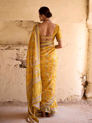 Lime Vasansi Silk Printed Saree