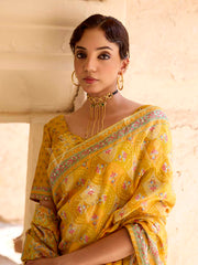 Lime Vasansi Silk Printed Saree