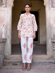 Floral White Cotton Printed Co Ord Set