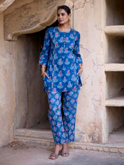 Blue Printed Cotton Co Ord Set