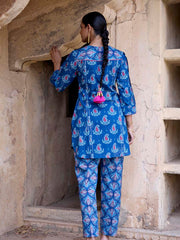 Blue Printed Cotton Co Ord Set
