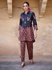Black Cotton Printed Co Ord Set