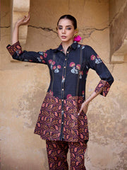 Black Cotton Printed Co Ord Set